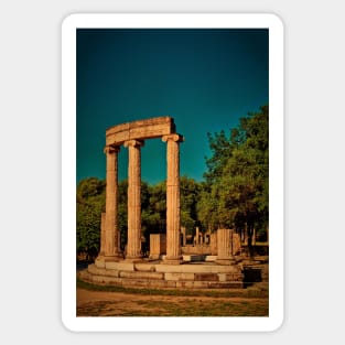 Greece. Ancient Olympia. Ruins of Philippeion. Sticker